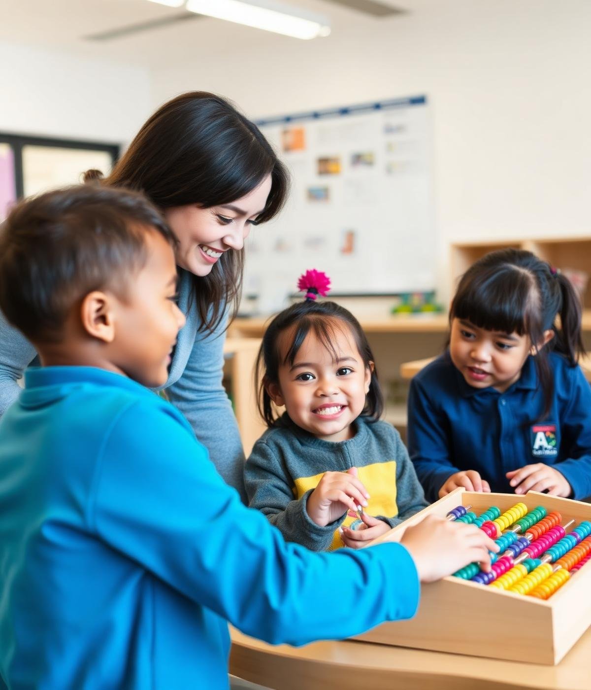 Teacher with students
